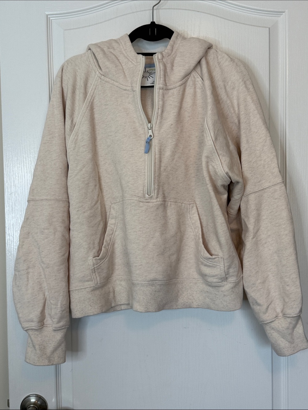 Aerie Offline Throwback Half Zip Heavyweight Hoodie Beige / Natural XL